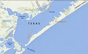 San Luis Pass at Galveston and Brazoria Counties