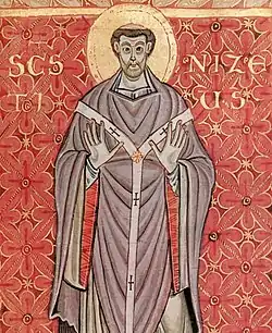 St. Nicetius, Bishop of Trier (Egbert-Psalter, 10th century).