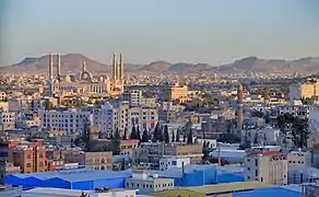 Al-Saleh Mosque in the background of Sanaa