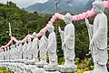 Buddha statues outside the temple.