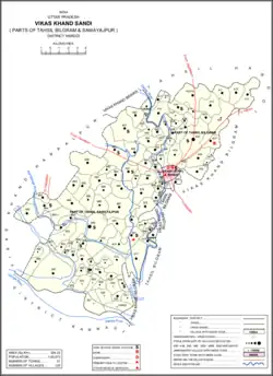 Map showing Kherwa Amjadpur (#415) in Sandi CD block