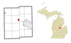 Location within Midland County and the state of Michigan