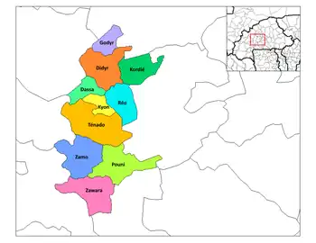 Khyon Department location in the province