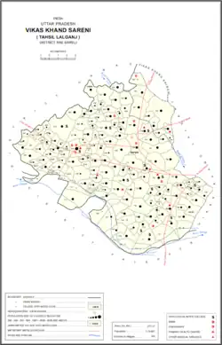 Map showing Madai Khera (#741) in Sareni CD block