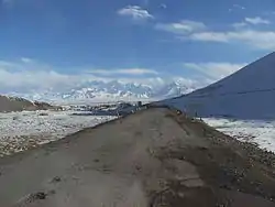 Sary Tash village with the Pamir mountains