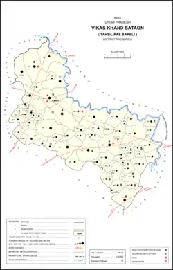 Map showing Paharpur Khera (#390) in Sataon CD block