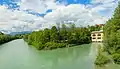 Sava River, Sava Hydroelectric Plant on right