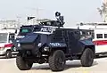 Police Tactical Unit specialised second generation of armoured personnel carrier, Saxon. Now parked inside the Police Tactical Unit Base for exhibition.