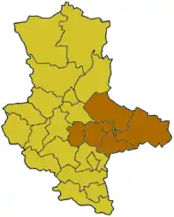 Map of Saxony-Anhalt highlighting the former Regierungsbezirk of Dessau