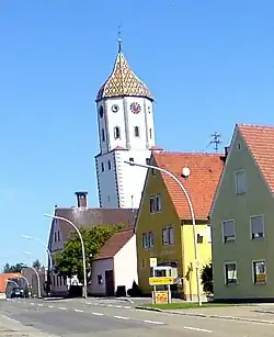 Leaning tower of the Church of Saints Peter and Paul