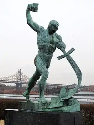 Let Us Beat Swords into Plowshares by Yevgeny Vuchetich, 1959.