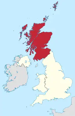 Locational map of Scotland in the United Kingdom