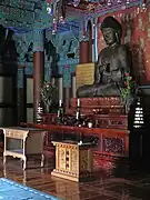 Seated iron statue of Vairocana in Borimsa Temple, on Gaji mountain in Jangheung County, South Jeolla, South Korea.