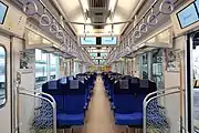 Interior of a 40000 series S-Train carriage, with transverse seat configuration