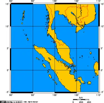 Strait of Malacca connects Pacific Ocean (east) with Indian Ocean (west)