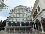 Side view of the mosque with the exterior lateral galleries