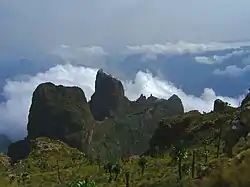 Mountain landscape with deep precipices.