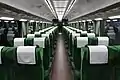 The interior of car 2 (green-coloured seats)