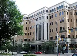 Sennott Square, completed in 2002, part of the University of Pittsburgh, located at Forbes Avenue and S. Bouquet Street.