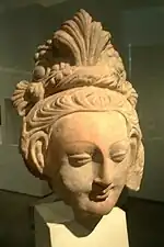 Head of a Serindian female Bodhisattva, 6th-7th century terracotta, Tumshuq (Xinjiang)