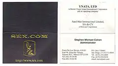 His Sex.com business card