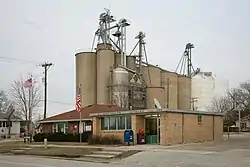 Seymour, Illinois Post Office and Grain Elevator.