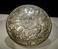 Shallow bowl, probably from Afghanistan (said to have been discovered in northwestern India), Sasanian period, 5th-7th century CE.