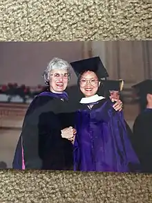 Shao in 1998 receiving her master's degree at New York University.