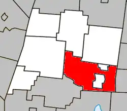 Location within La Haute-Yamaska RCM