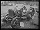 This photograph of a homemade tractor came from an August, 1938 trip to FSA client farmers in Berks County, Pennsylvania.