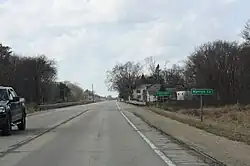 Looking at the signs for Shennington and Monroe County on WIS 21.