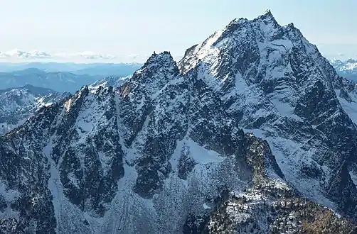 Sherpa Peak centered with Mt. Stuart to right