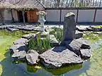 Pedestal lantern and rocks