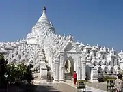 The Hsinbyume Pagoda in 2014. Extensive restoration was done by Mindon Min in 1874 after the earthquake.