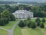 The hall seen from a hot air balloon