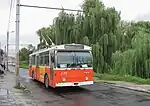 Former Lausanne FBW trolleybus (with Hess body) in Sibiu, Romania, in 2004