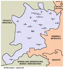 Location of Jamena in Šid municipality