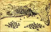 Drawing of the 1543 Siege of Nice