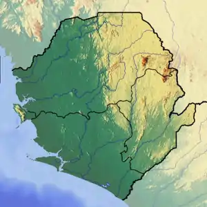 Map showing the location of Tiwai Island