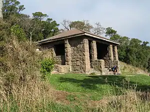 The partially restored ruins of the Sign of the Bellbird gallery