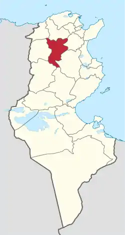 Map of Tunisia with Siliana highlighted