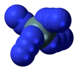 Space-filling model of the silicon tetraazide molecule