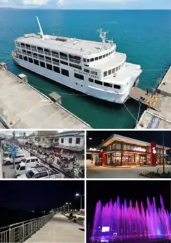 (From top, left to right): Port of Sindangan, Downtown Proper, Jollibee Rotonda, Sindangan River Esplanade, Musical and Dancing Fountain