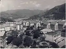 Blocks of flats being built in Nehoiu as part of a rural systematization program