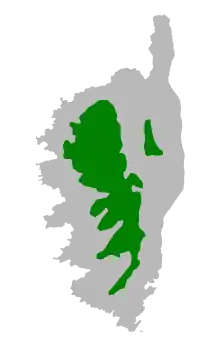 Map showing the breeding range of Sitta whiteheadi