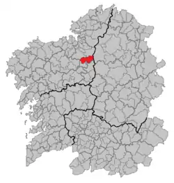 Location of the municipality of Curtis within Galicia.