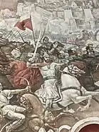 Part of a mural depicting Skanderbeg and his troops