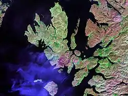 Image 31Satellite image of Skye, showing the surrounding islands including Rona, Raasay and Scalpay to the north east and Soay, Canna and Rùm to the southCredit: NASA