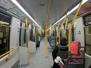 Interior car looking toward the centre