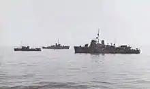 HMAS Sleuth with the corvettes Castlemaine and Benalla off Darwin in 1944.